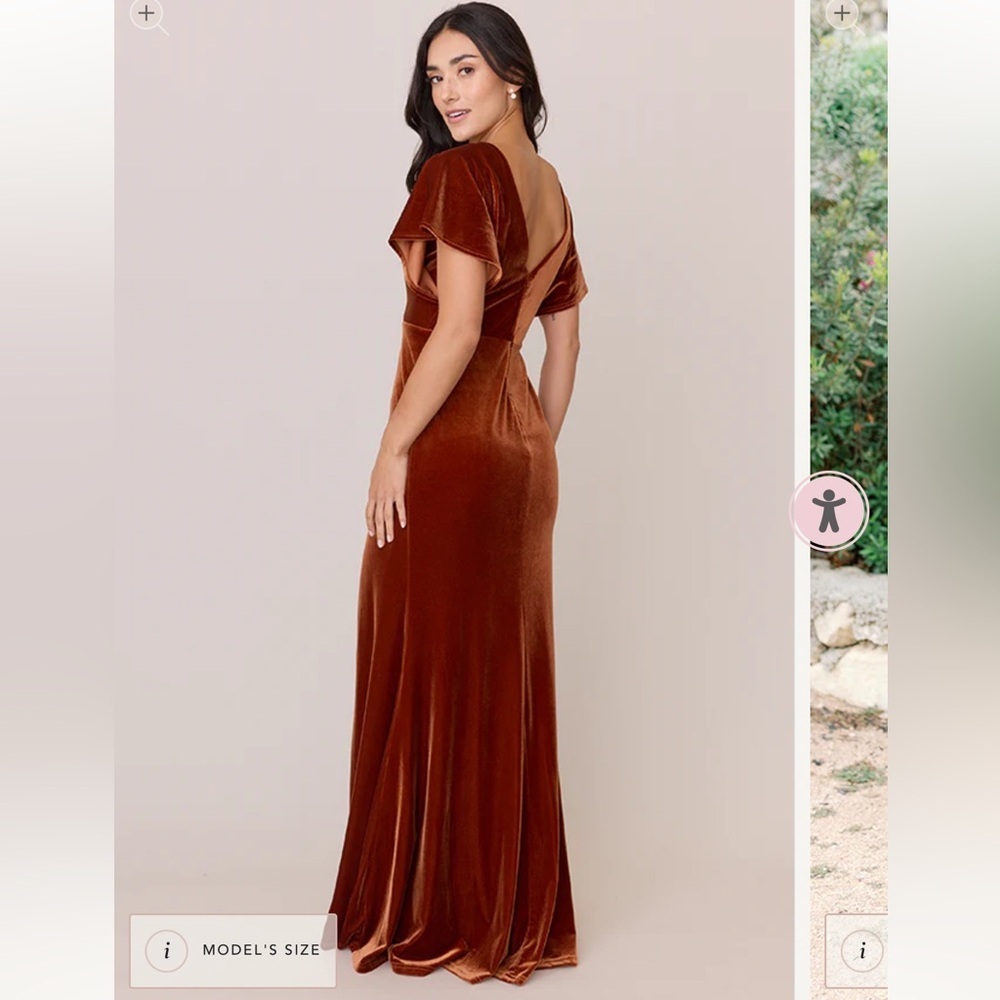 Revelry gween velvet terracotta Rust Maxi Dress size 10 - Picture 7 of 14